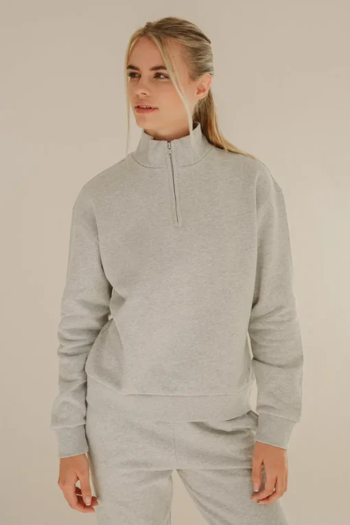 Half Zip Sweater Light Grey<Pura Clothing Hot