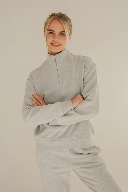 Half Zip Sweater Light Grey<Pura Clothing Hot