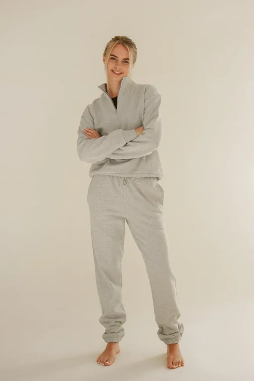 Half Zip Sweater Light Grey<Pura Clothing Hot
