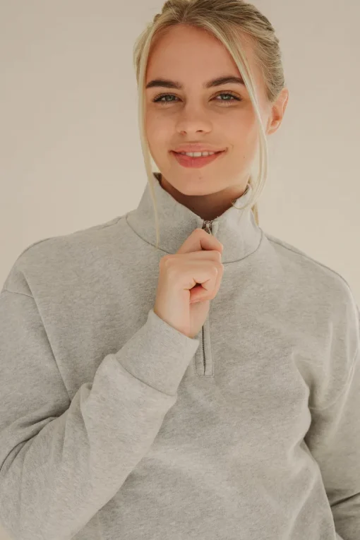 Half Zip Sweater Light Grey<Pura Clothing Hot