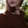 Handcrafted Merino Wool Rose Necklace Chocolate Brown<Monala Shop