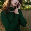 Handcrafted Merino Wool Rose Necklace Forest Green<Monala Shop