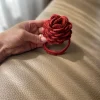 Hand-Crocheted Merino Wool Flower Scrunchie Rust<Monala Shop