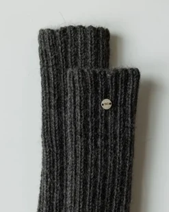 Handmade Rib Wool Socks Charcoal<THE KNOTTY ONES Best