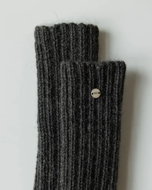 Handmade Rib Wool Socks Charcoal<THE KNOTTY ONES Best