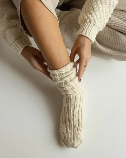 Handmade Rib Wool Socks Seal Salt<THE KNOTTY ONES Store