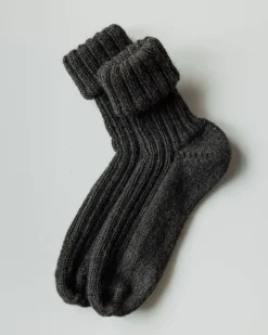 Handmade Rib Wool Socks Seal Salt<THE KNOTTY ONES Store