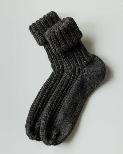 Handmade Rib Wool Socks Seal Salt<THE KNOTTY ONES Store