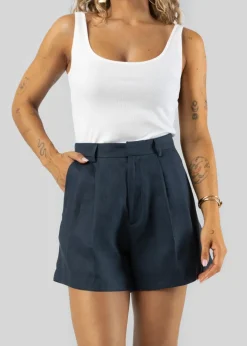 Hannah Linen Shorts Navy Blue<GUAJA. Cheap