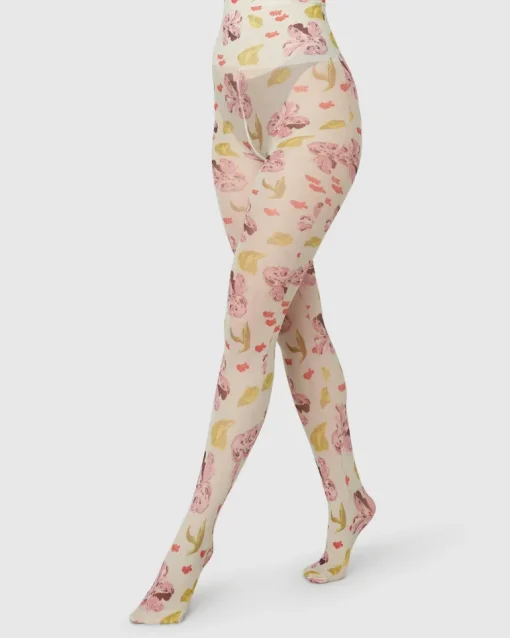 Helen Bullock Floral Tights Coconut White<Swedish Stockings Best