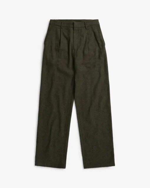 High Waist Flannel Pantalone Moss Green<Rotholz Best