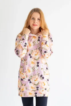 Hoodie Tunic Aprikoosin Kukka Purple<Melli EcoDesign Online