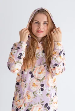 Hoodie Tunic Aprikoosin Kukka Purple<Melli EcoDesign Online