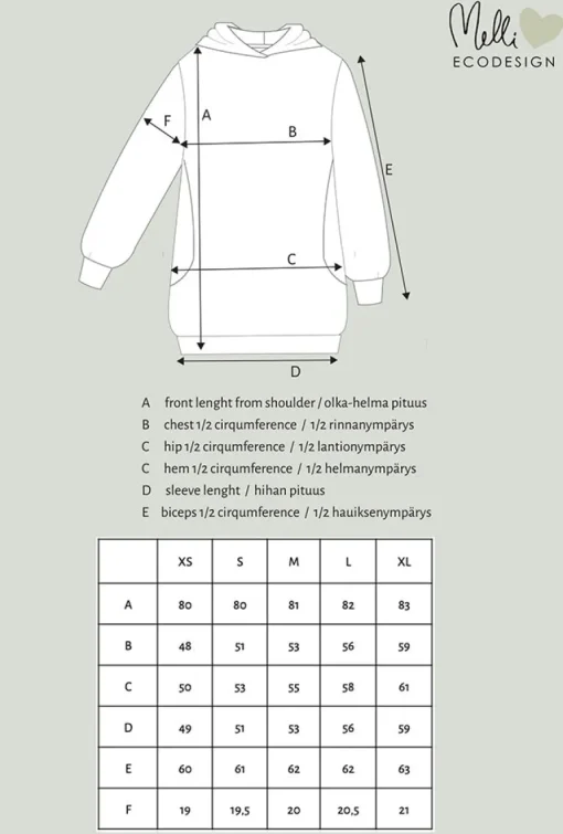 Hoodie Tunic Aprikoosin Kukka Purple<Melli EcoDesign Online