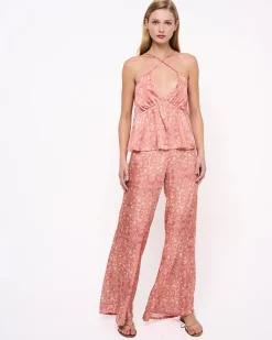 Horizon Printti Criss Cross Cami Toppi Vaaleanpunainen<Elizabeth LaGre Best Sale
