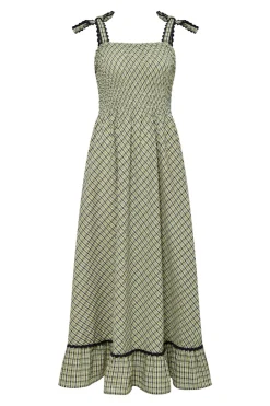 Hoya Puuvilla Mekko Ruudullinen Vihreä<KOMODO Fashion