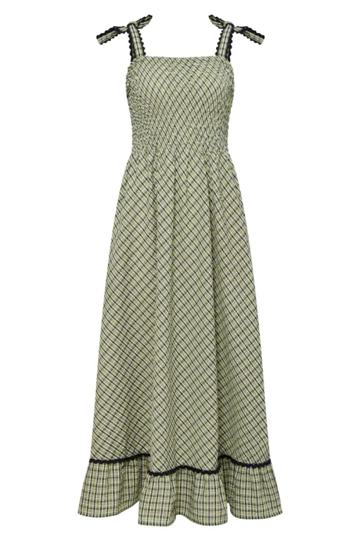 Hoya Puuvilla Mekko Ruudullinen Vihreä<KOMODO Fashion