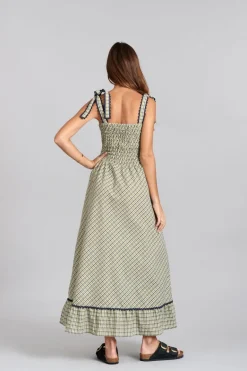 Hoya Puuvilla Mekko Ruudullinen Vihreä<KOMODO Fashion