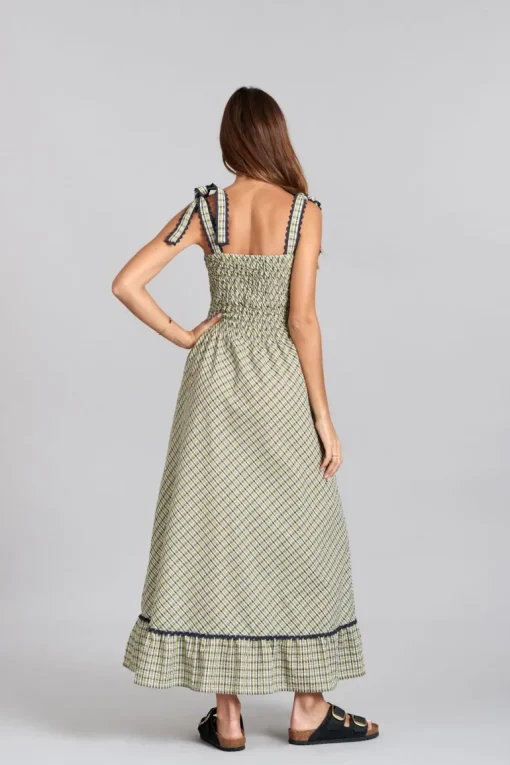 Hoya Puuvilla Mekko Ruudullinen Vihreä<KOMODO Fashion
