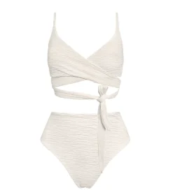 Jacquard Lin + Skyline High Bikini Set Cream<Anekdot Store