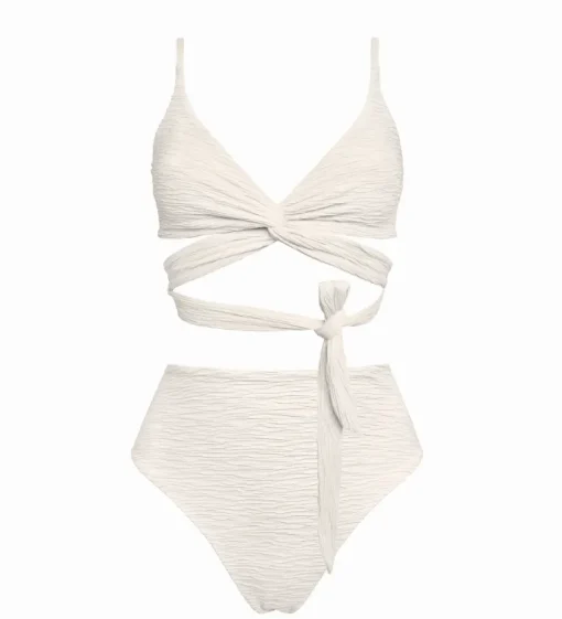 Jacquard Lin + Skyline High Bikini Set Cream<Anekdot Store