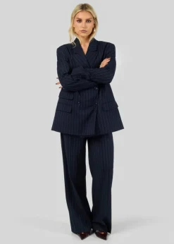 Jagger Double-Breasted Blazer Navy Blue Pinstripe<GUAJA. Best Sale