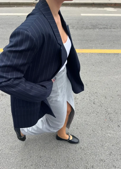 Jagger Double-Breasted Blazer Navy Blue Pinstripe<GUAJA. Best Sale