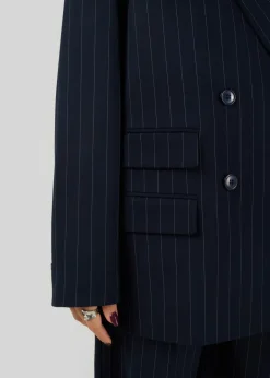 Jagger Double-Breasted Blazer Navy Blue Pinstripe<GUAJA. Best Sale