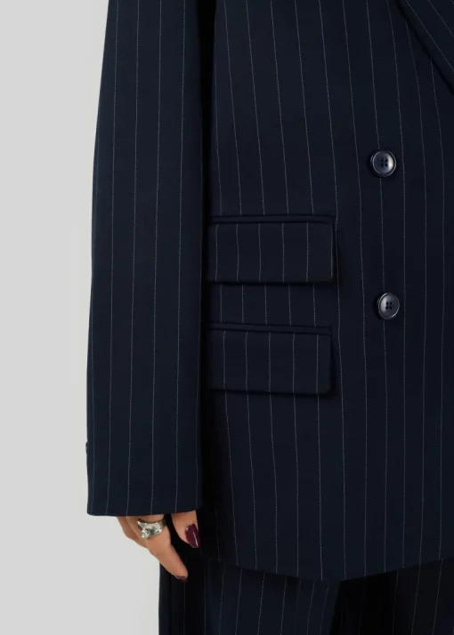 Jagger Double-Breasted Blazer Navy Blue Pinstripe<GUAJA. Best Sale