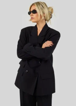 Jagger Double-Breasted Blazer Black<GUAJA. Best Sale