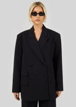 Jagger Double-Breasted Blazer Black<GUAJA. Best Sale