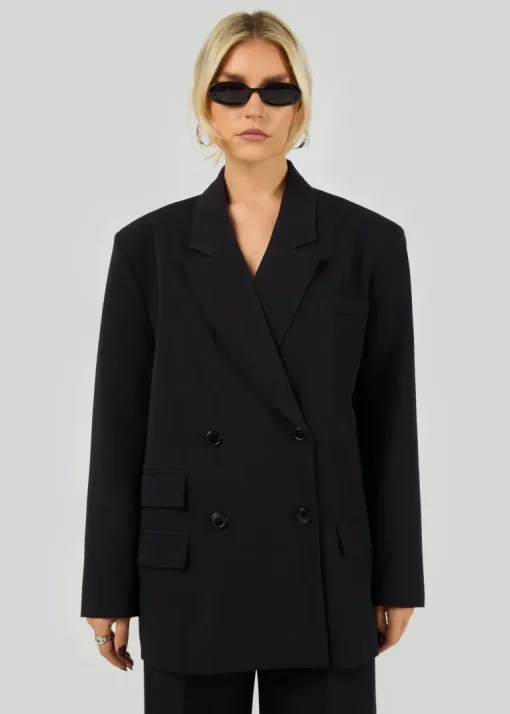 Jagger Double-Breasted Blazer Black<GUAJA. Best Sale