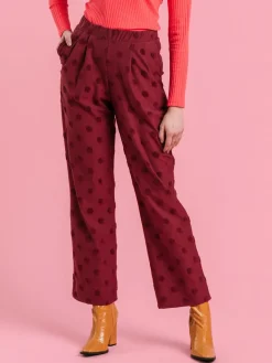 Jill Trousers Wine Red Big Dot<Aarrelabel Hot