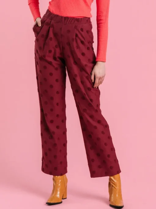 Jill Trousers Wine Red Big Dot<Aarrelabel Hot
