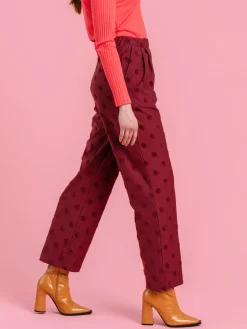 Jill Trousers Wine Red Big Dot<Aarrelabel Hot