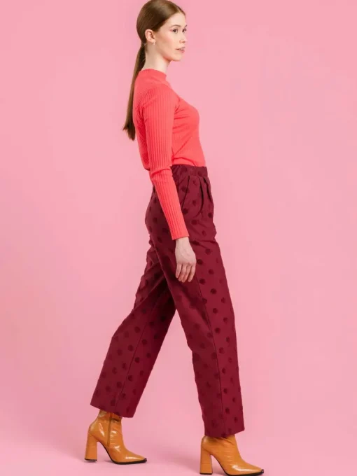 Jill Trousers Wine Red Big Dot<Aarrelabel Hot