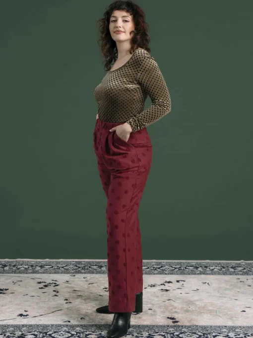 Jill Trousers Wine Red Big Dot<Aarrelabel Hot