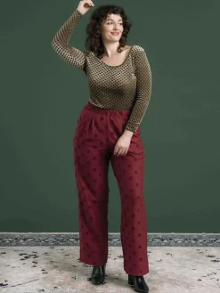 Jill Trousers Wine Red Big Dot<Aarrelabel Hot