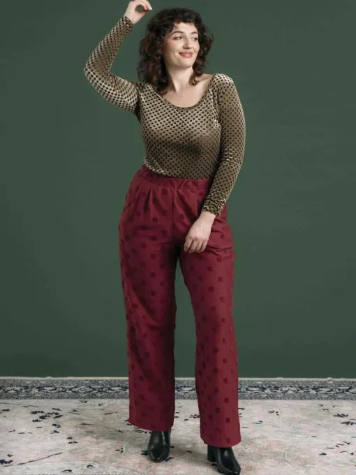 Jill Trousers Wine Red Big Dot<Aarrelabel Hot