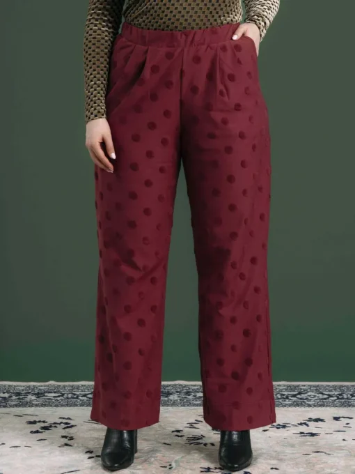 Jill Trousers Wine Red Big Dot<Aarrelabel Hot
