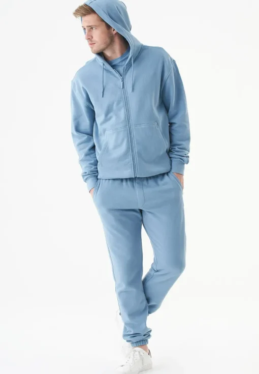 Junda Unisex Soft Touch Organic Cotton Sweat Jacket Steel Blue<ORGANICATION Shop