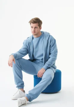 Junda Unisex Soft Touch Organic Cotton Sweat Jacket Steel Blue<ORGANICATION Shop