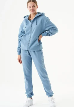 Junda Unisex Soft Touch Organic Cotton Sweat Jacket Steel Blue<ORGANICATION Shop