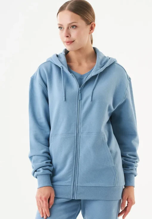 Junda Unisex Soft Touch Organic Cotton Sweat Jacket Steel Blue<ORGANICATION Shop