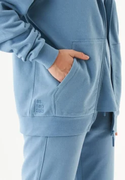Junda Unisex Soft Touch Organic Cotton Sweat Jacket Steel Blue<ORGANICATION Shop