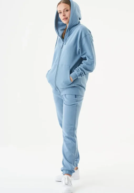 Junda Unisex Soft Touch Organic Cotton Sweat Jacket Steel Blue<ORGANICATION Shop