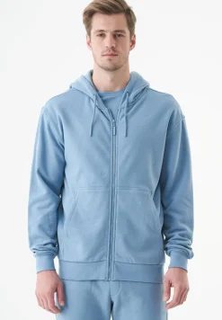 Junda Unisex Soft Touch Organic Cotton Sweat Jacket Steel Blue<ORGANICATION Shop