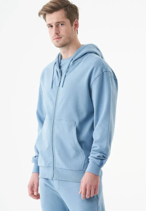 Junda Unisex Soft Touch Organic Cotton Sweat Jacket Steel Blue<ORGANICATION Shop