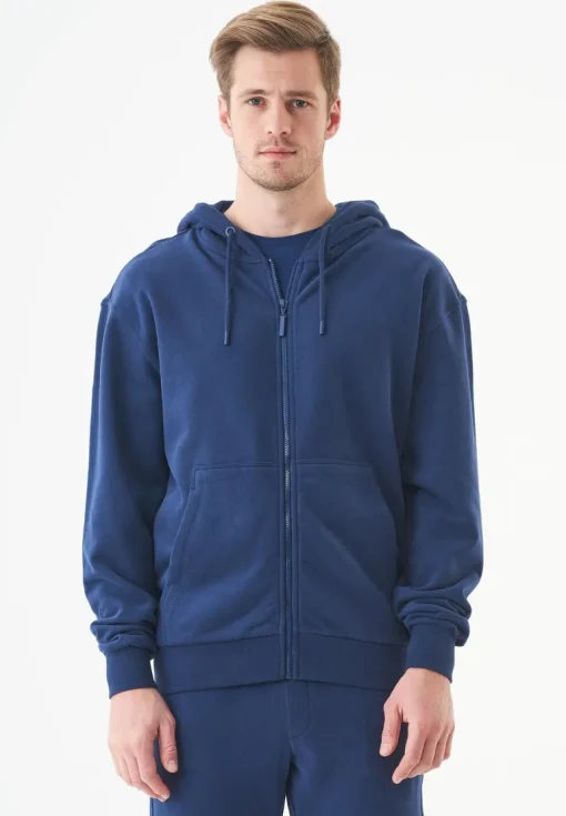 Junda Unisex Soft Touch Organic Cotton Sweat Jacket Navy<ORGANICATION Clearance