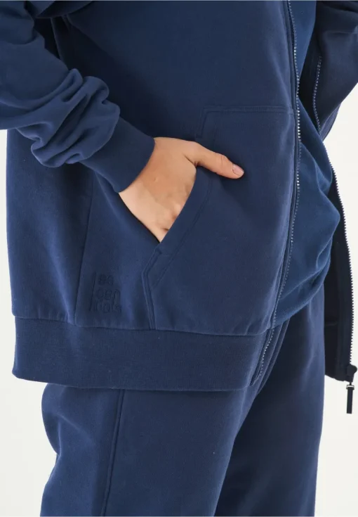 Junda Unisex Soft Touch Organic Cotton Sweat Jacket Navy<ORGANICATION Clearance